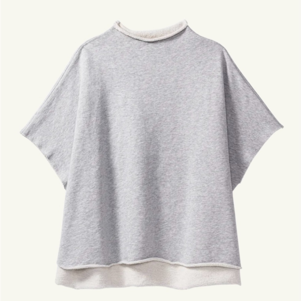 Audrey Funnel Neck Capelet Triple Fleece Gray Melange Women's Top O/S